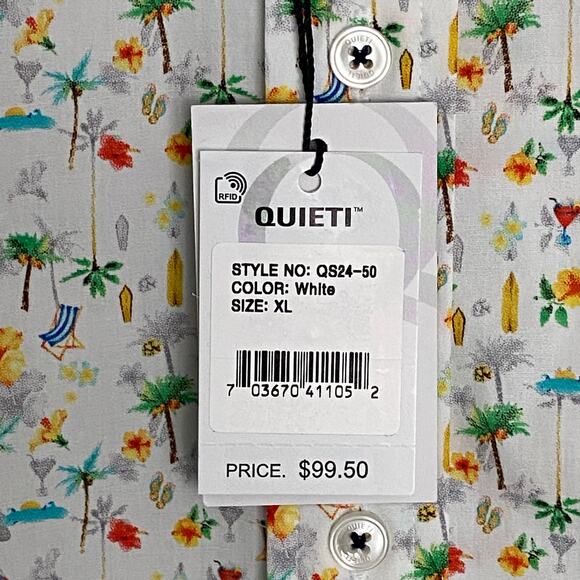 Quieti Men's XL Short Sleeve Button-Down Shirt Beach Theme Print NEW - Picture 12 of 12